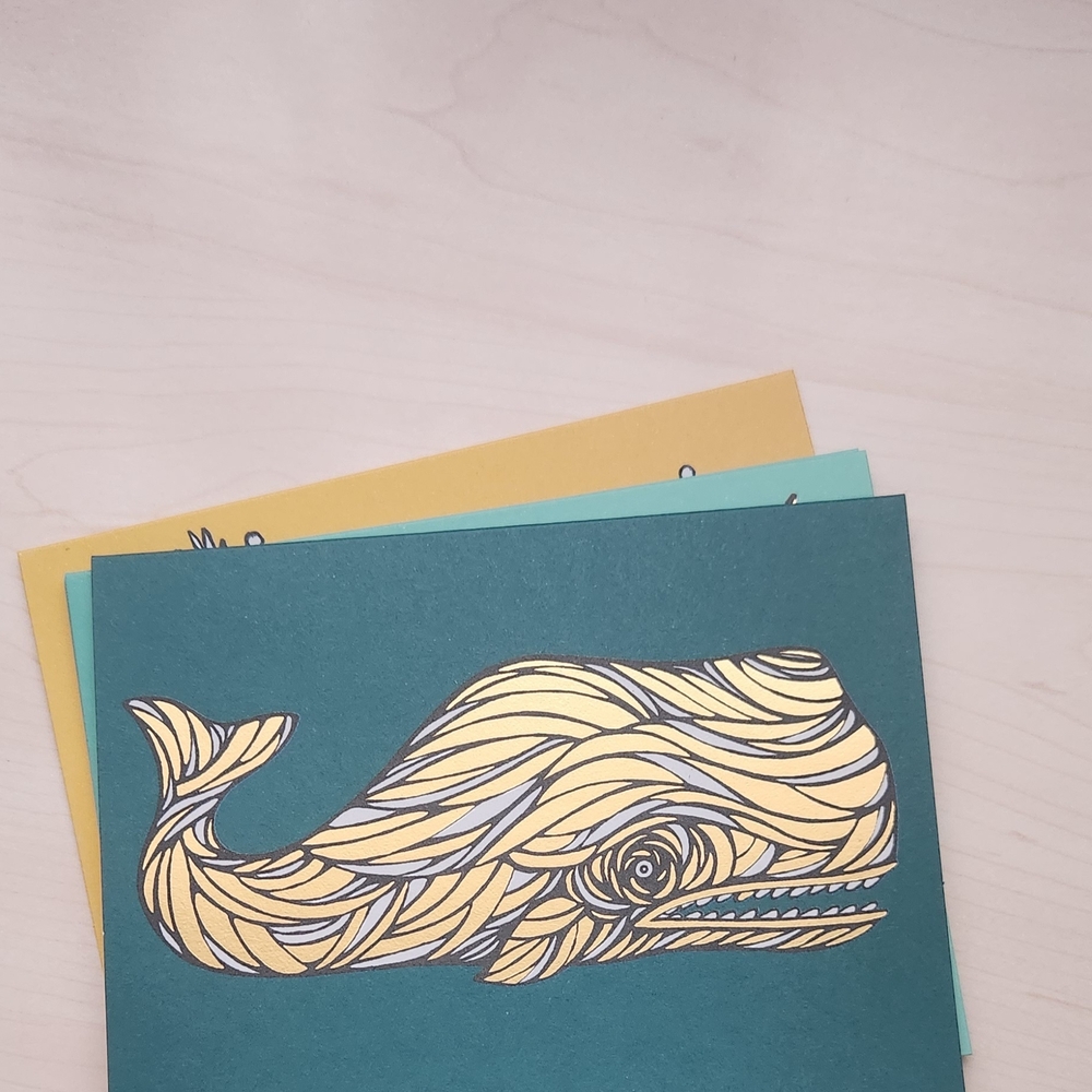 Teal and Yellow Whale Design Stationery Set